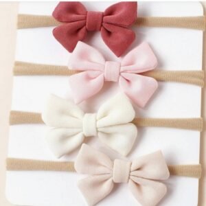4pcs Baby Bow Decor Elastic Polyester Ha