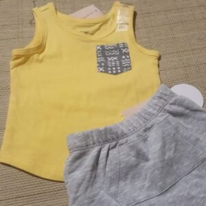 Set Yellow and Gray Boy Short and Shirt